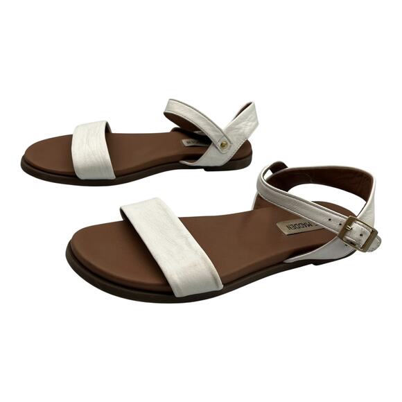 Steve Madden Dina Ankle Strap Leather Flat Sandals White Size 6.5M - Picture 5 of 9